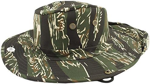Bucket Hats with Neck Protection for Safari Outdoor Activity (X-Large, Tiger Camo)
