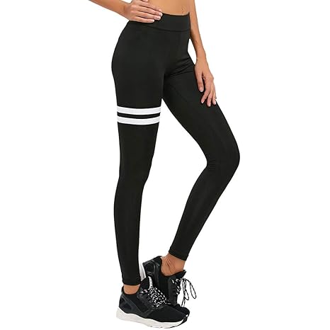 HUIHUI Jogginghose Damen Blickdichte Leggings Enge Sporthose High Waist Skinny Slim Fit Yogahose Streifen Sport Fitness Strum