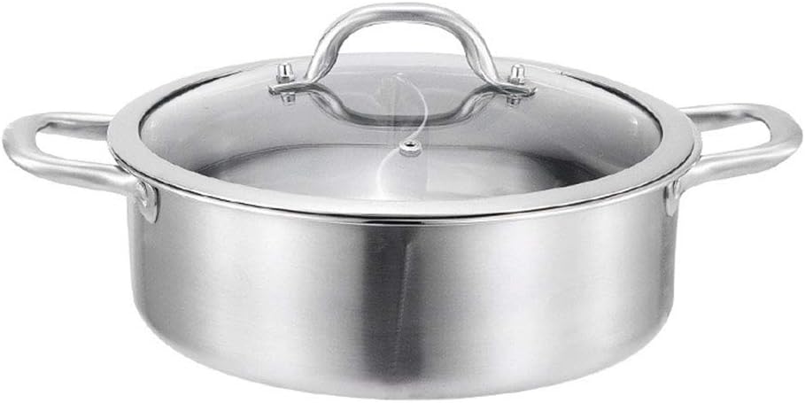 LNTE Stock Pot With Lid Stainless Steel Chinese Straight Uncoated Single Bottom Cooking Pot Gas Stoves Induction Cooker Saucepan-30cm