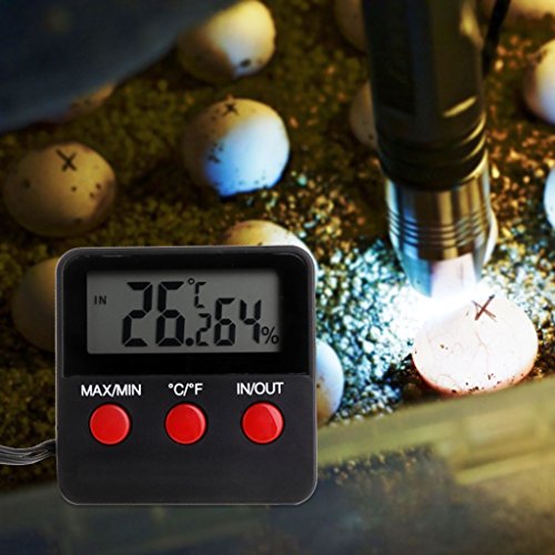 Qisuw Digital Thermometer Hygrometer- Pet Reptile Temperature Humidity with Remote Sensor