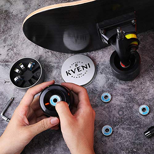 KVENI Premium Skateboard Bearings, 608-2rs Ceramic Ball Bearing - Pro Longboard Bearings for Quad Skate, Inline Rollerblades, Scooters, Spinners, ABEC, 8 Pack (Blue) - Thumbnail 5