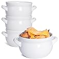 Vumdua French Onion Soup Bowls with Handles, 16 Oz Ceramic Soup Serving Bowl Crocks - Oven Safe Bowls for Chili, Beef Stew, Cereal, Pot Pies, Set of 4 (White)