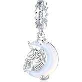 Moon Unicorn Charms 925 Sterling Silver Pendant Bead fits Pandora Bracelet Necklace for Women