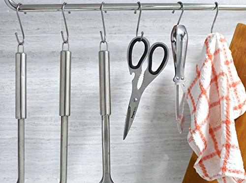 Cualfec 40 Pcs S Hooks Stainless Steel Heavy Duty Hooks for Kitchen Pot Rack to Hang Pots and Pans, Kitchen Towels, Kitchen Utensil, Idea Kitchen Organization Kitchen Storage Supplies