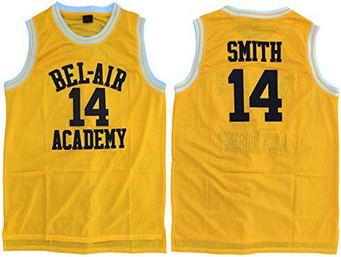 Smith #14 Bel Air Academy Throwback Basketball Jersey Embroidery Yellow S-XXL