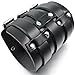 INBLUE Men's Alloy Genuine Leather Bracelet Bangle Cuff Silver Tone Black Adjustable