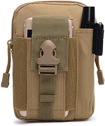 Outdoor Waist Bag Tactical Smartphone Holster Pouch Pocket Nylon Tactical Waist Mini Pack Camping Hiking Pouch Khaki