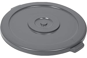 Restaurantware-LID ONLY: RW Clean Waste Container Lid, 1 Round Trash Can Cover - Waste Bin Sold Separately, For 44 Gallon Dustbin, Built-In Handle, Gray Plastic Garbage Can Cover, Heavy-Duty