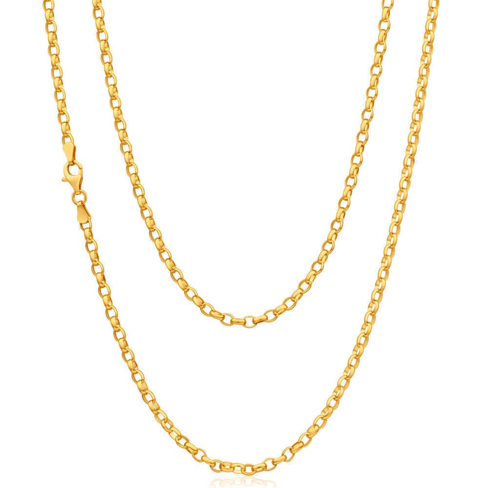 Alexander Castle 18" Solid 9ct Gold Chain Oval Belcher Chain Necklace - 2mm - Yellow Gold Necklace for Women with Jewellery Gift Box