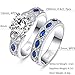 BONLAVIE 3.5ct Round Cut Cubic Zirconia Ring Wedding Ring Set Created Blue Sapphire Ring Marquise Ring for Women 925 Sterling Silver Ring Rhodium Plated Engagement Ring Size 5-10