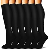 Copper Compression Socks for Women and Men(6 Pairs)-Best Support for Running, Athletic, Nursing, Travel