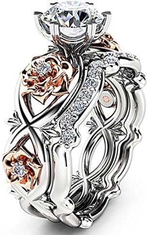 Womens 1.5ct Infinity Cubic Zirconia Vintage Flowers CZ Anniversary Promise Bridal Wedding Band Engagement Rings Sets Jewelry for women (8)