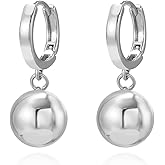 Gold Ball Hoop Huggie Earrings for Women, 14k Gold Plated Small Thick Oval Open Double Hoop Earrings Prom Party Jewelry Gifts