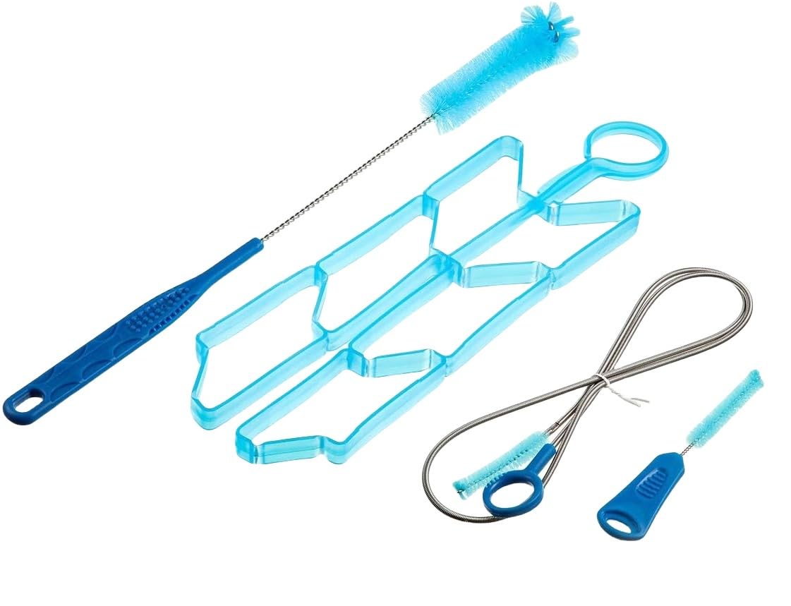 Photo 1 of 4PCS Hydration Bladder Cleaning Kit, Water Bladders Cleaner Set with Flexible Long Brush for Hose, Small Bite Valve Brush, Big Brush, Drying Collapsible Bladder Frame, Carrying Pouch