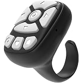 Novzix TikTok Scrolling Ring &ndash; 8-Button Finger Tip Wireless Remote, with Camera Remote Shutter for iPhone &amp; Android (Black)
