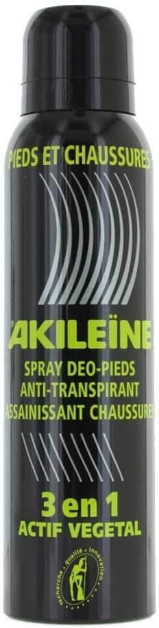 AKILEÏNE®, Black Spray 3 in 1, Triple Action Feet and Footwear, Deodorization, Regulation of Breath, Microbial Protection