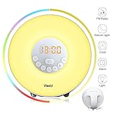 Wake Up Light 2017 Newest Version Wake-Up Light Colored Sunrise Alarm Clock with Smart Snooze Function, Nature Sounds, FM Radio - Touch Control with USB Charger