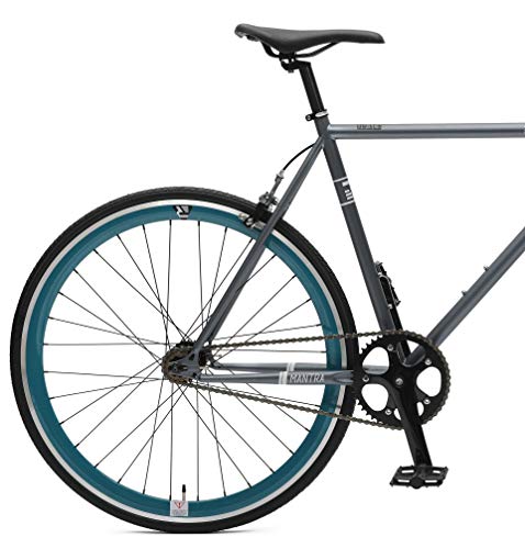 Retrospec Bicycles Mantra V2 Single Speed Fixed Gear Bicycle, Graphite/Teal, 53cm/Medium - Thumbnail 3