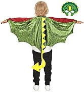 Dragon-Wings Costume for Kids Mask Dinosaur Dress Up Cape as Boys Girls Child Dino Birthday Party...