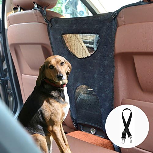 Pet Net Barrier,Petbob Dog Car Barrier Seat Mesh Obstacle,Oxford Cloth Dog Backseat Barrier Adjustable Divider to Keep Driver Safety, Easy to Install for Car, Minivan(Black)