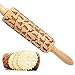 Bewant Wooden Engraved Rolling Pin Embossed with Cats Pattern for Cookies and Pizza Housewarming gift (Cat)