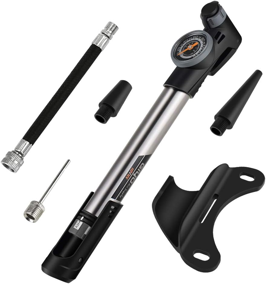 BROTOU Mini Bike Pump Ball Bump with Gauge & Smart Valve Fits Presta and Schrader High Pressure PSI Bicycle Ball Pumps : Sports & Outdoors