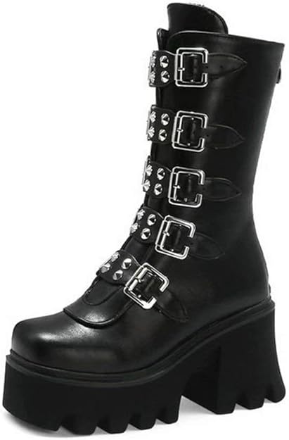chunky heel studded boots