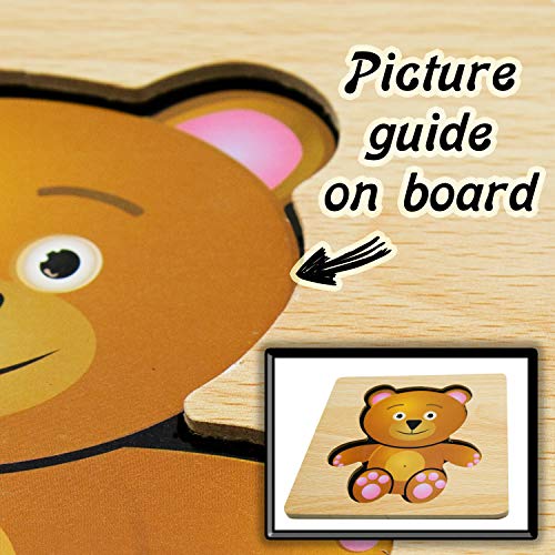 Wooden Educational Jigsaw Puzzles - 7 Pack - Toddler Preschool Game - Kids Learning Toy - Learn Color & Shapes - Driddle - Thumbnail 2