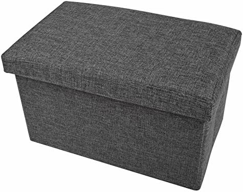 WithHome Folding Organizer Storage Ottoman Gray Bench Footrest Stool Coffee Table Cube, Camping Fishing Stool, Quick and Easy Assembly, Perfect for Child (15.71010 inch)