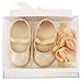 Rising Star Baby Girl's Shoes and Headband Gift Box Set, Gold Flower, 0-6 Months