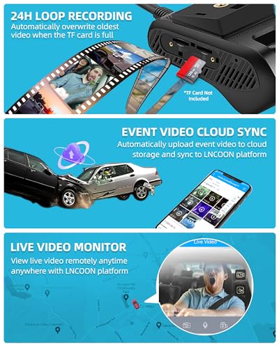 4G WiFi ADAS Dash Cam Front and Inside, Remote Monitor Live Video Car Dual Dash Camera, 1080P Dashcam with GPS, 24H Loop Recording, Night Vision, G Sensor, Geo Fence, Fuel Cut off, SOS Key - JC261P