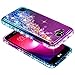 LG Fiesta 2, LG X Charge, LG X Power 2 / Fiesta LTE Case w/[Tempered Glass Screen Protector], NageBee Glitter Liquid Quicksand Waterfall Floating Flowing Sparkle Bling Girls Cute Case -Purple/Blue