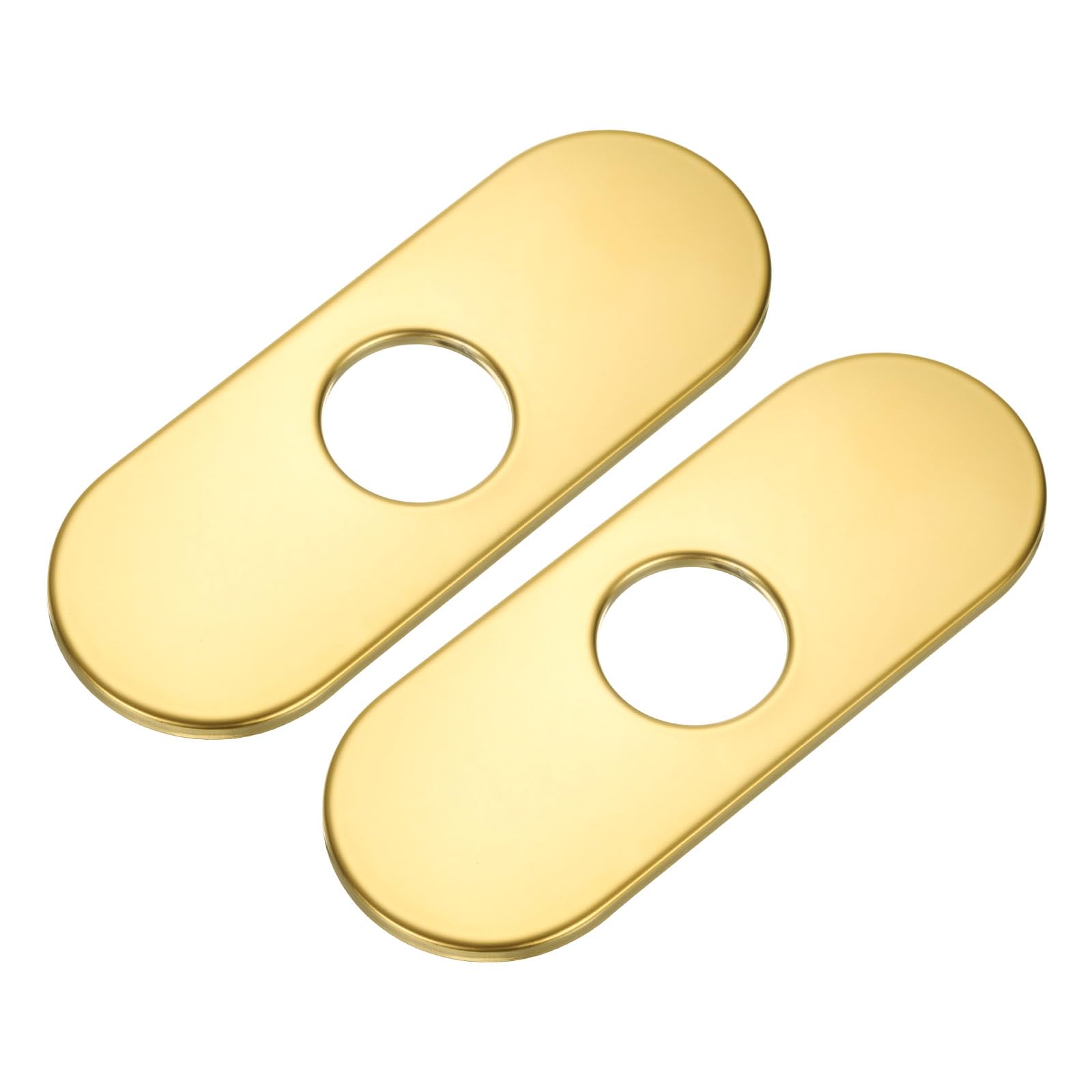 uxcell 2pcs 6 Inch Hole Cover Deck Plate Escutcheon, Stainless Steel Sink Cover Plate for Bathroom or Kitchen Sink Faucet, Oval Titanium Gold