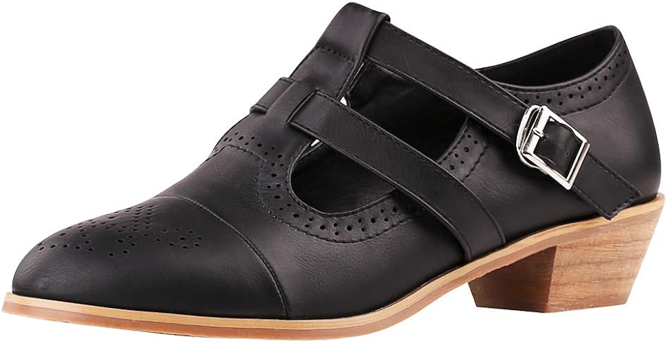 Sorliva レディース レースアップシューズ オックスフォードシューズ 本革 太めヒール レディース ローファー パンプス 大きいサイズ カジュアル 履きやすい 通勤 ビジネス レースアップ Amazon