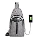 MOSISO Sling Backpack with USB Charging Port, Pure Gray