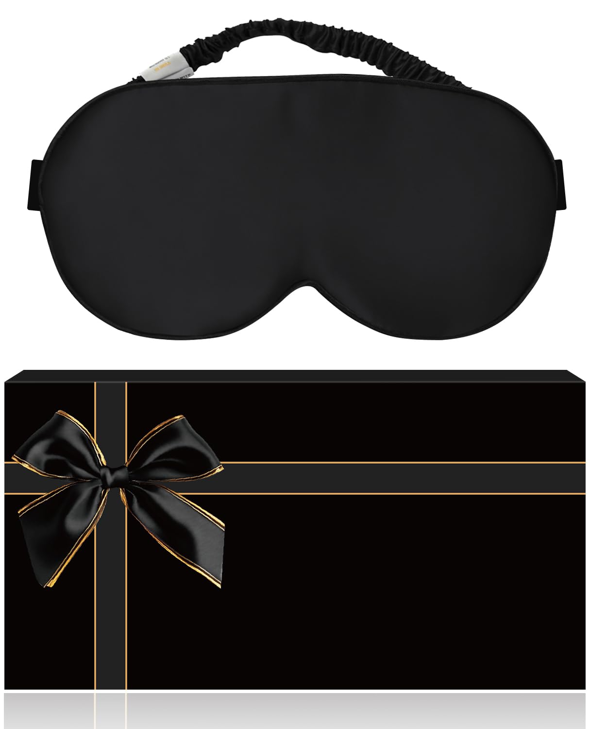 Sleep Mask,Silk Eye Mask for Sleeping Women/Men/Girls,19 Momme Both Sides 100% Pure Mulberry Silk Blackout Anti-Allergy Blindfold with Elastic Strap for Night,Travel,Nap,Meditation (Black)