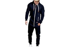 Clearance of Sales Men's Hooded Jumpsuit Zip Up One Piece Pajamas,Mens Jumpsuit Onesie Rompers Workout Drawtsring