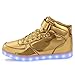 ANLUKE Kids High Top Light Up LED Shoes 11 Colors Sneakers as Gift for Boys Girls Men Women Gold 37
