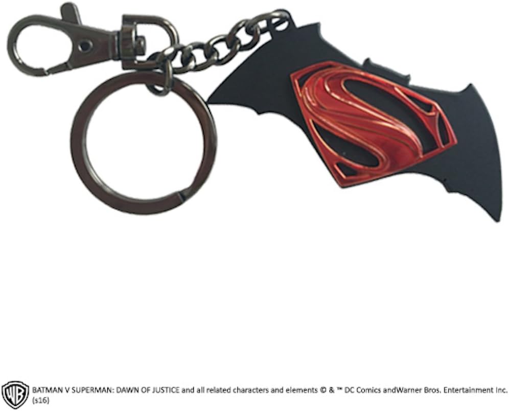 The Noble Collection DC Batman V Superman Logo Key Chain - 2in (5cm) Metal Keychain - Officially Licensed Film Set Movie Props Gifts