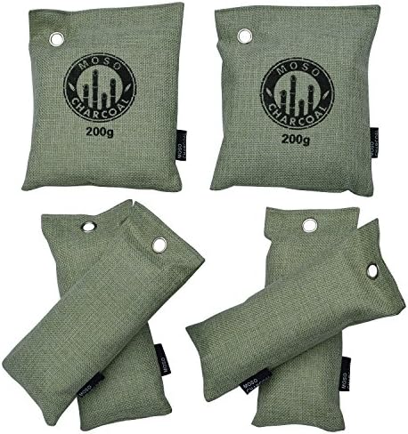OuYi Air Purifying Bag 800 Set in 6 Bags, Activated Bamboo Charcoal Bag Odor Eliminator for Shoes, Cars, Closets, Bathrooms and Pet Areas. Captures and Eliminates Odors.