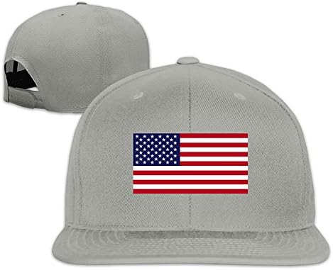 Sport American Flag Snapback Baseball Cap Hat Adjustable One Size Fits All For Men/Women Ash