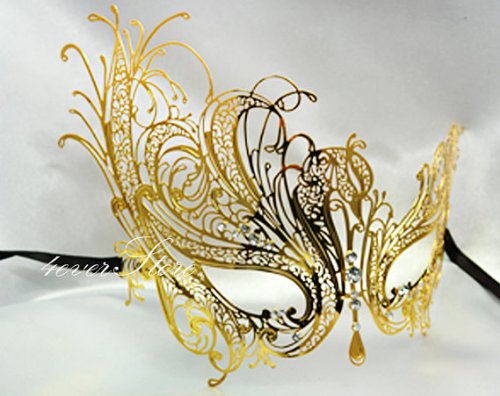 Black Swan Metal Laser Cut Mardi Gras Halloween Party Masquerade Mask by QJ