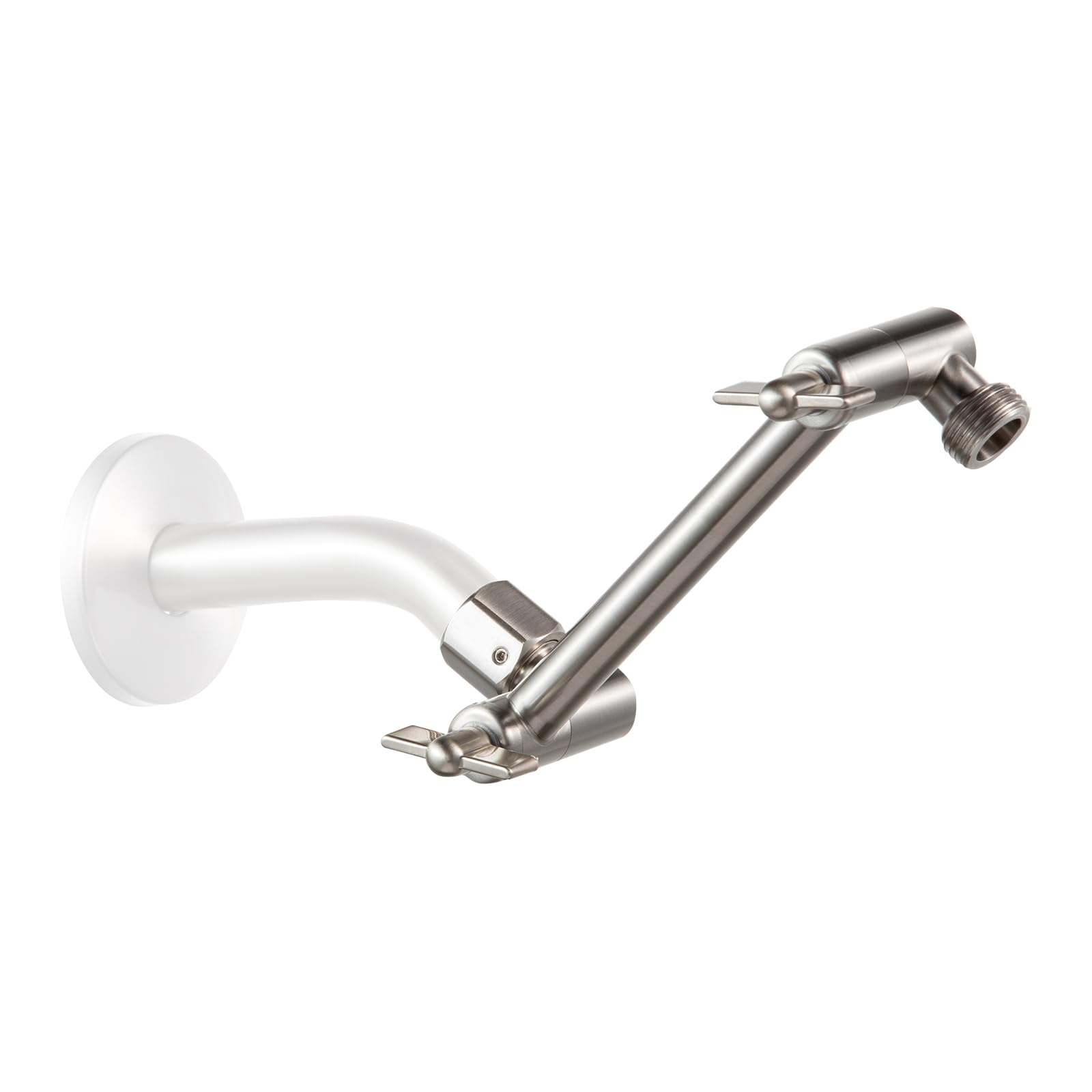 Photo 1 of OFFO Shower Head Extension Arm, 6 in Shower Extension Arm with Locking Nut, Adjustable Shower Arm Extender, G1/2 Connector for Fixed Shower Head & Handheld Showerhead, Brushed Nickel