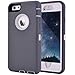 iPhone 6 Plus/6S Plus Case, Maxcury Hybrid Rubber Plastic Impact Defender Rugged Hard Case with Built-in Screen Protector and Belt Clip Holster(Gray/White & Clip)
