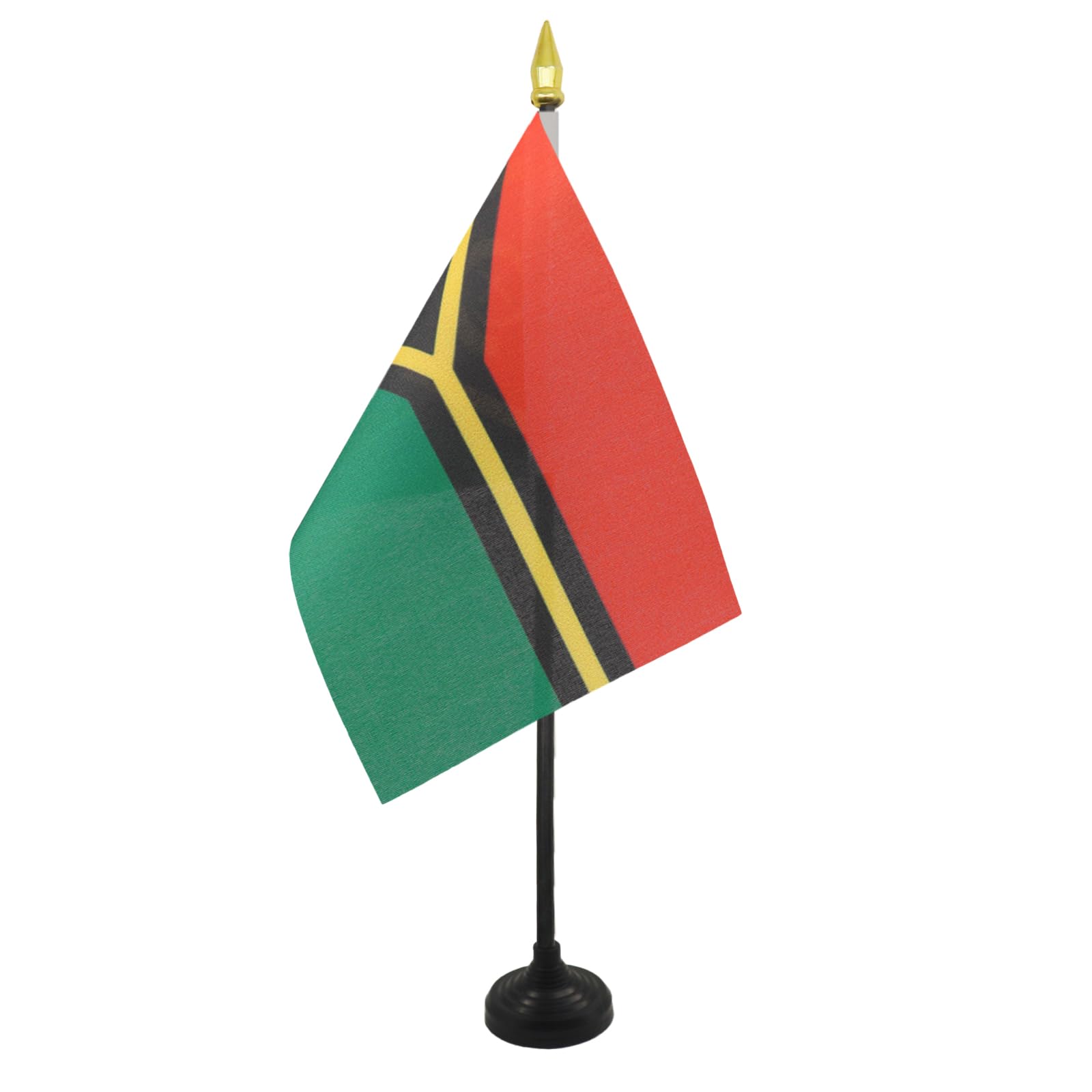 AZ FLAG - Vanuatu Table Flag 4'' x 6'' - Vanuatu Mini Desk Flag 100% Polyester 15 x 10 cm - Office Mini Banner with 10'' Pole - Golden Spear
