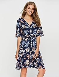 Escalier vestido de mujer con botones florales y cuello en V, vestido de verano bohemio