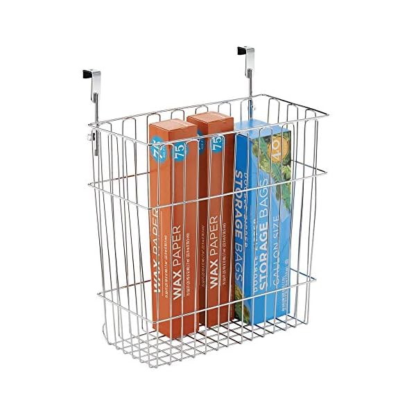 mDesign Over-the-Cabinet Wastebasket Bin or Storage Basket for Kitchen - Chrome