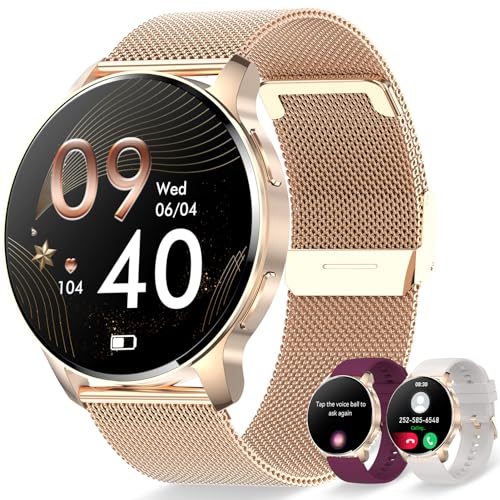 Women's Smart Watch with Call and Voice Assistant, Heart Rate Monitor, Sleep Monitor, Oximeter, Activity Bracelet Pedometer, Calorie 20 Sports Modes, for Android iOS
