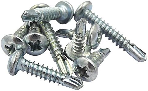 3CLifewaren M4.2/4.8 Self Tapping Stainless Steel Metal Screws, 100 pcs/Pack, Phillips Pan Head Self Drilling Screws, 410 Stainless Steel,