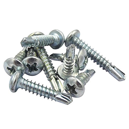 3CLifewaren M4.2/4.8 Self Tapping Stainless Steel Metal Screws, 100 pcs/Pack, Phillips Pan Head Self Drilling Screws, 410 Stainless Steel,